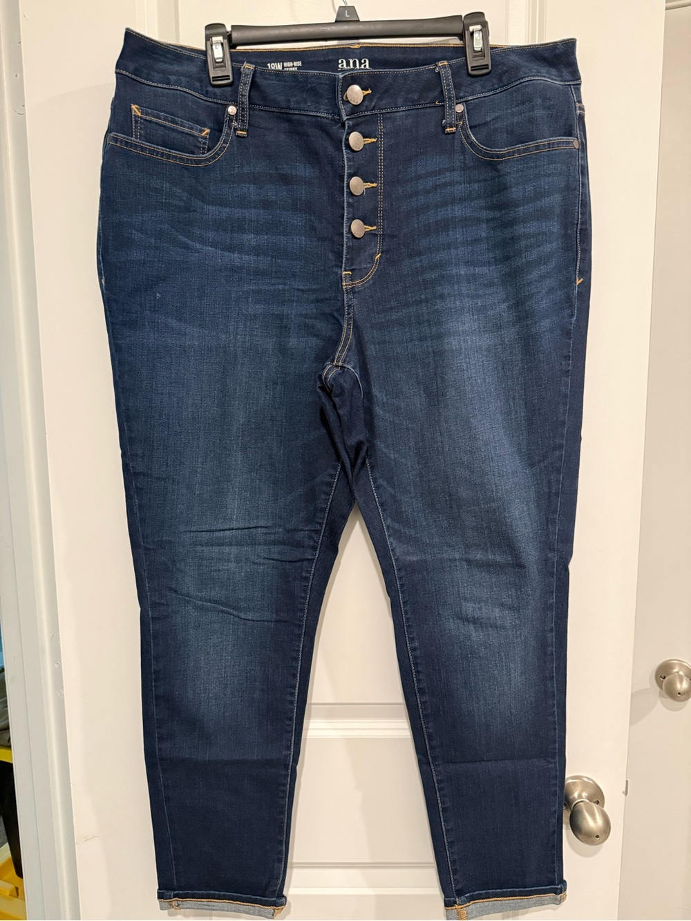 a.n.a Dark Wash High-Rise Button-Fly Skinny Jeans